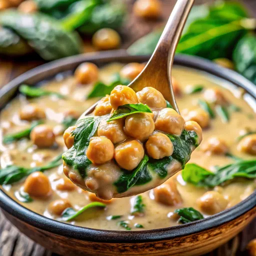 Cazuela Cremosa de Garbanzos y Espinacas